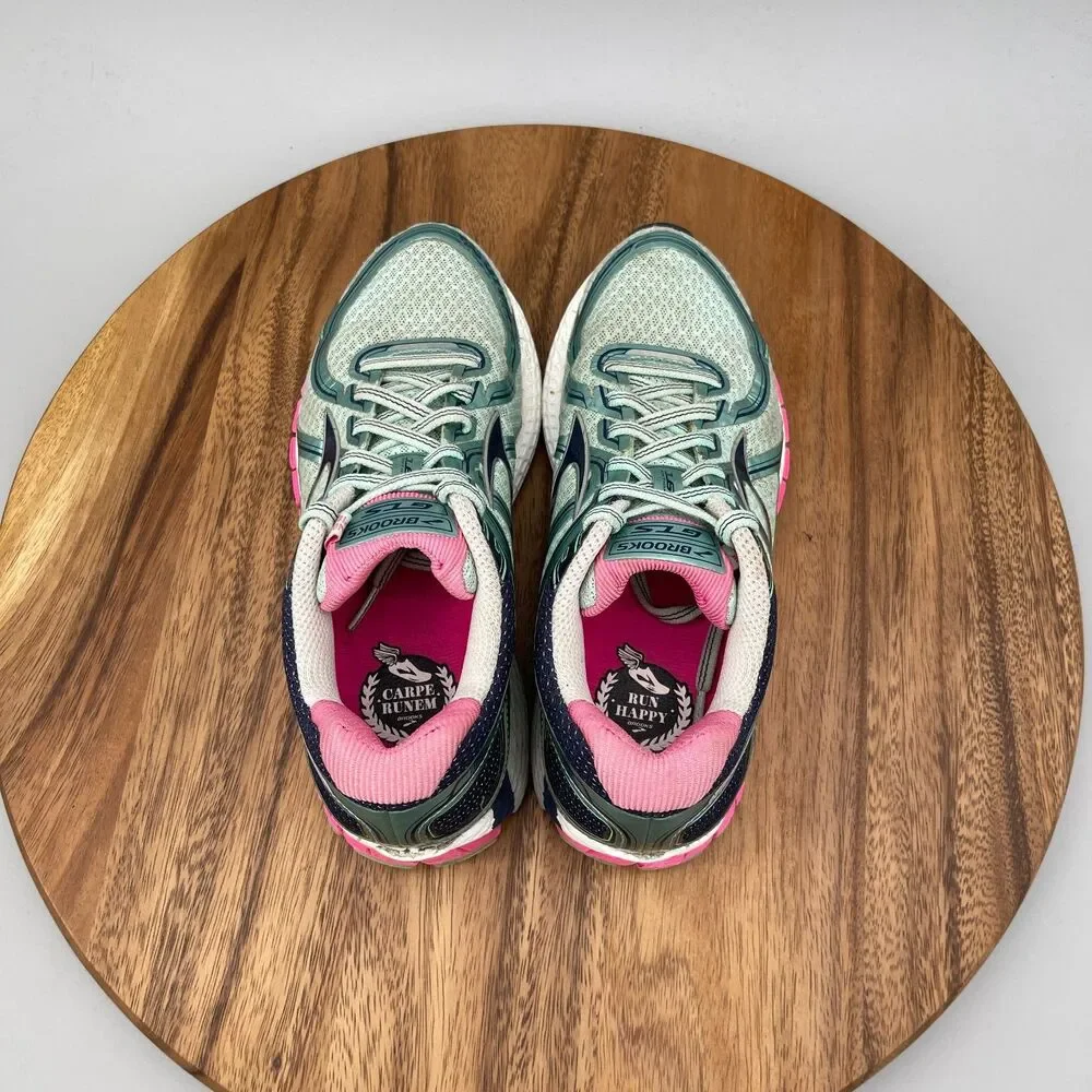 Brooks Adrenaline GTS16 Shoes Womens Size 7B Green Pink Running Comfort Walking
